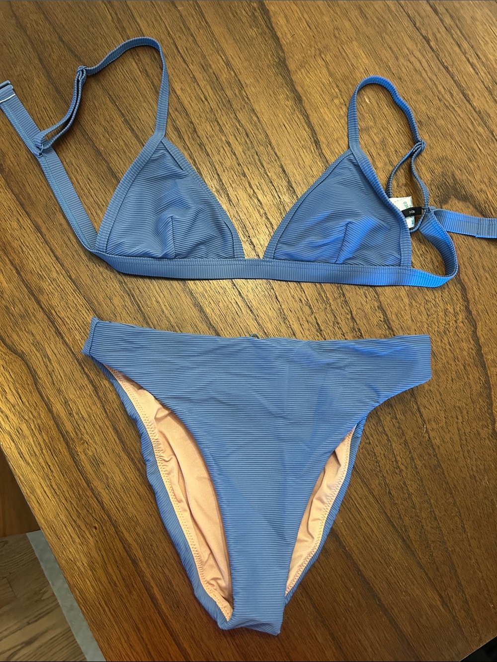J. Crew Periwinkle Ribbed Triangle Bikini Set